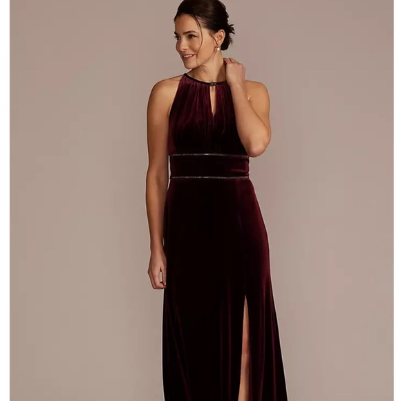Oleg Cassini Dresses & Skirts - Oleg Cassini Burgundy Velvet Elegant Sheath Maxi Dress Size 14W (Altered)